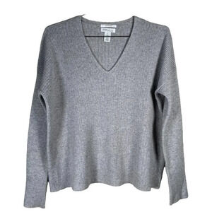 Nordstrom  Cashmere Gray V-Neck Sweater Small